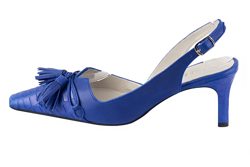 Chaussure femme brides bleu lectrique Bout effil . Talon mi